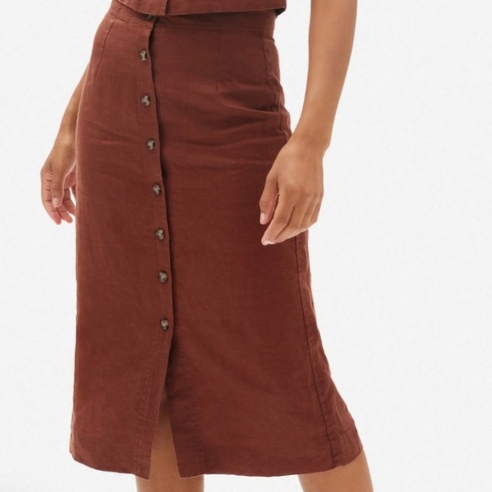 Everlane Linen Midi Pencil Skirt Sz 6